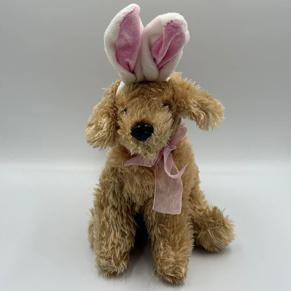 Dan Dee Collectors Choice Tan Dog Plush Bunny Ears Easter Stuffed Animal 11 inch